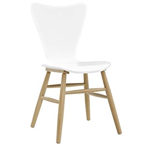 Maklaine Contemporary 17.5&quot Bentwood Dining Chair in White Finish