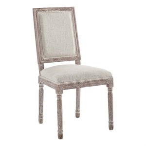 Maklaine 20&quot Vintage French Upholstered Fabric Dining Side Chair in Beige