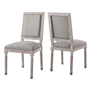 Maklaine 20&quot Polyester Fabric Dining Side Chair in Light Gray (Set of 2)