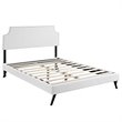 Maklaine Full Vinyl Platform Bed with Round Splayed Legs in White