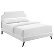 Maklaine Full Vinyl Platform Bed with Round Splayed Legs in White