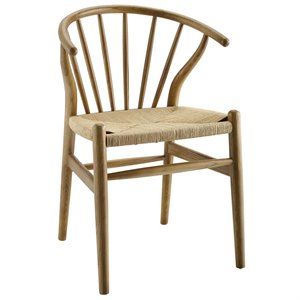 Maklaine Contemporary 18.5&quot Wood and Rope Dining Side Chair in Natural