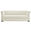 Maklaine Contemporary Tufted Performance Velvet Sofa in Ivory & Black
