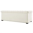 Maklaine Contemporary Tufted Performance Velvet Sofa in Ivory & Black