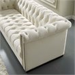 Maklaine Contemporary Tufted Performance Velvet Sofa in Ivory & Black