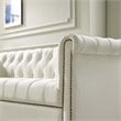 Maklaine Contemporary Tufted Performance Velvet Sofa in Ivory & Black