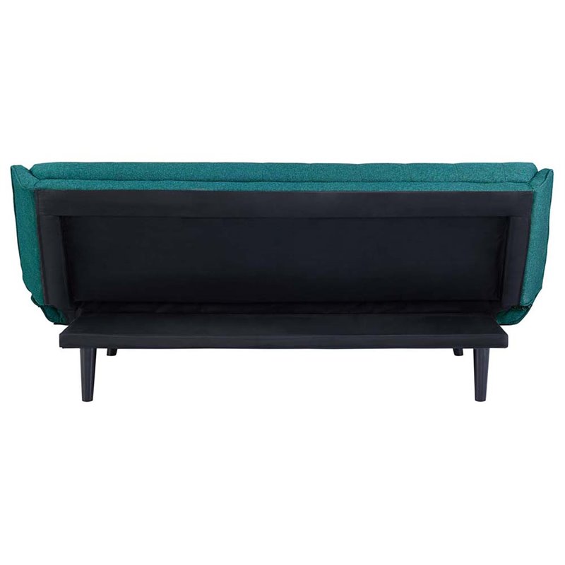 Maklaine Tufted Convertible Fabric & Wood Sofa Bed in Teal and Black