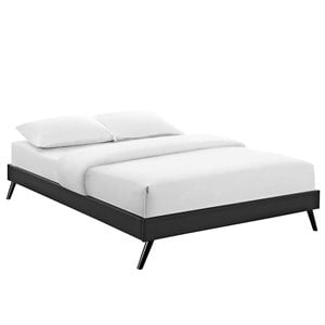 Maklaine Contemporary Faux Leather King Mates Platform Bed in Black