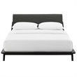 Maklaine Solid Wood/Fabric Queen Platform Bed in Walnut/Gray