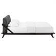 Maklaine Solid Wood/Fabric Queen Platform Bed in Walnut/Gray
