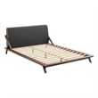 Maklaine Solid Wood/Fabric Queen Platform Bed in Walnut/Gray