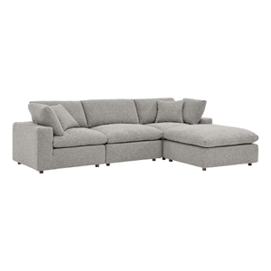 Maklaine 4-Piece Upholstered Boucle Fabric Sectional Sofa in Light Gray