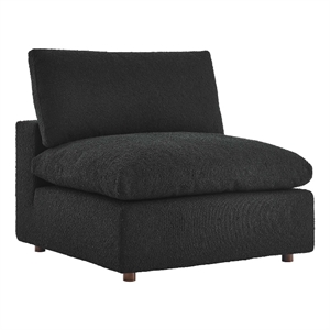 Maklaine Down Filled Overstuffed Boucle Fabric Armless Chair in Black
