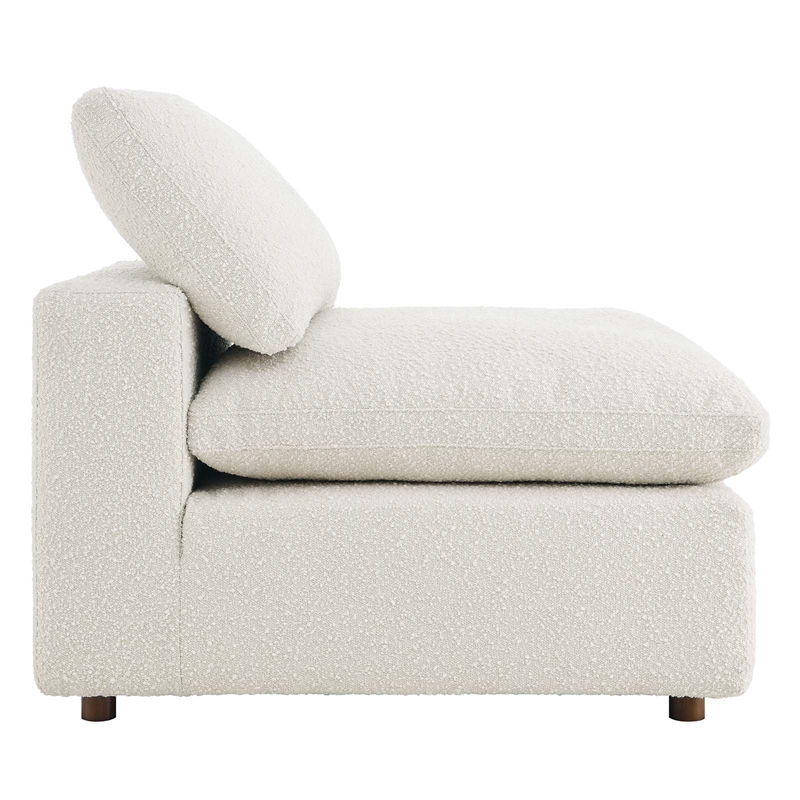 Maklaine Down Filled Overstuffed Boucle Fabric Armless Chair in Ivory