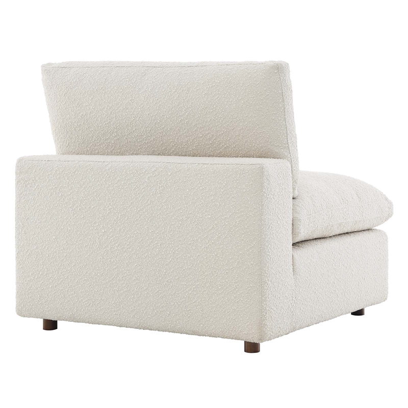 Maklaine Down Filled Overstuffed Boucle Fabric Armless Chair in Ivory