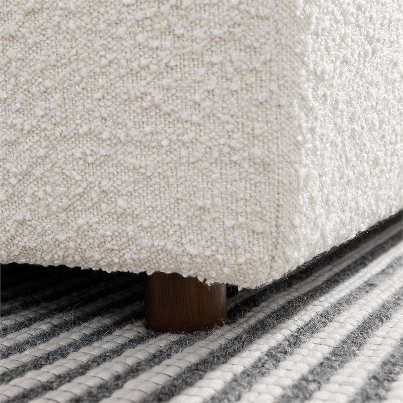 Maklaine Down Filled Overstuffed Boucle Fabric Armless Chair in Ivory