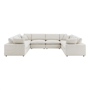 Maklaine 8-Piece Upholstered Boucle Fabric Sectional Sofa in Ivory
