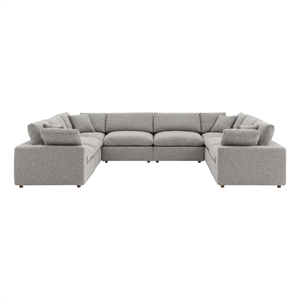 Maklaine 8-Piece Upholstered Boucle Fabric Sectional Sofa in Light Gray