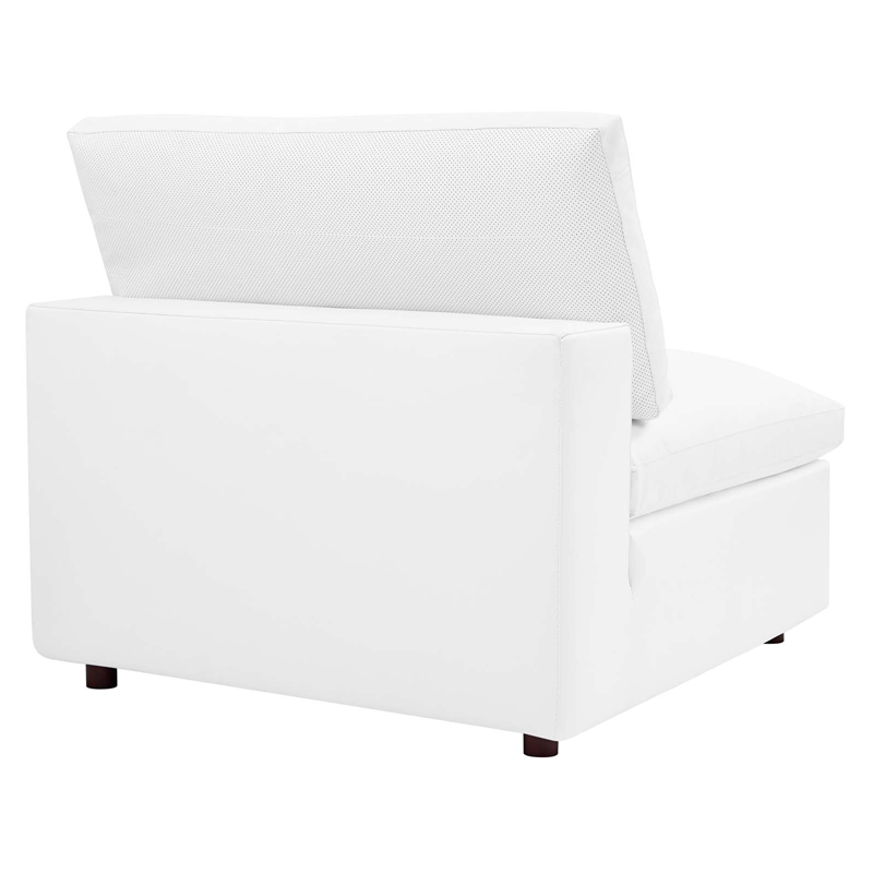 Maklaine Down Filled Overstuffed Faux Leather Armless Chair in White