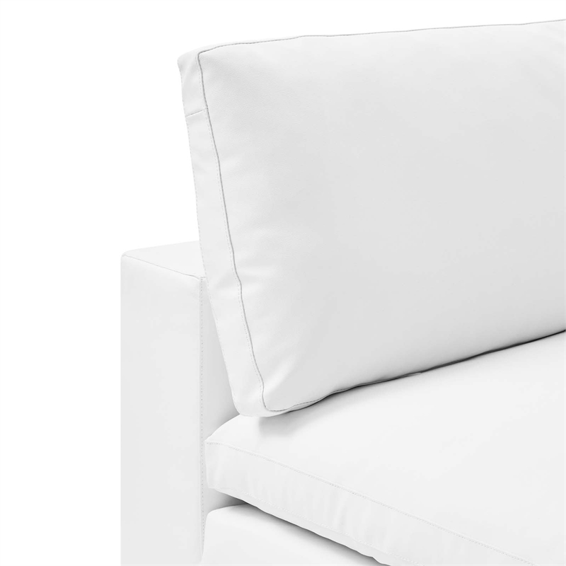 Maklaine Down Filled Overstuffed Faux Leather Armless Chair in White