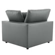 Maklaine Down Filled Overstuffed Faux Leather Corner Chair in Gray