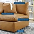 Maklaine Down Filled Overstuffed Faux Leather Corner Chair in Tan