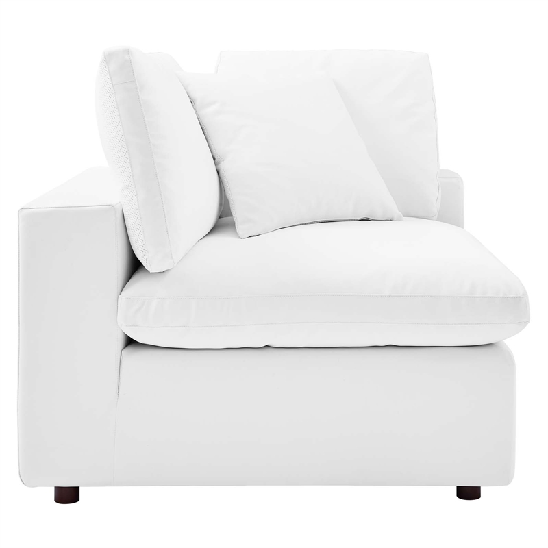 Maklaine Down Filled Overstuffed Faux Leather Corner Chair in White