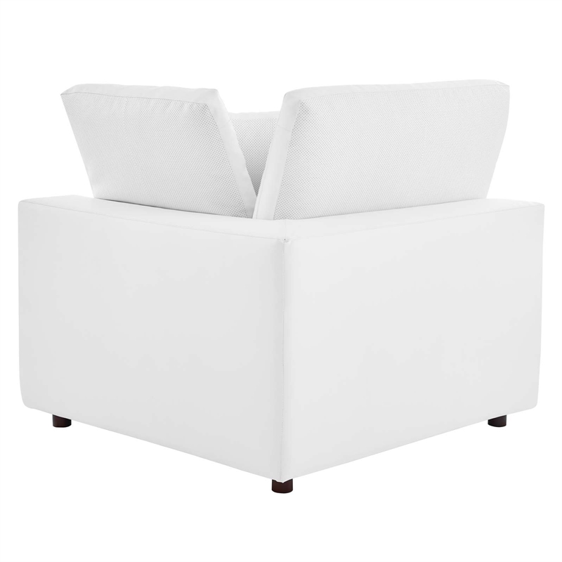 Maklaine Down Filled Overstuffed Faux Leather Corner Chair in White