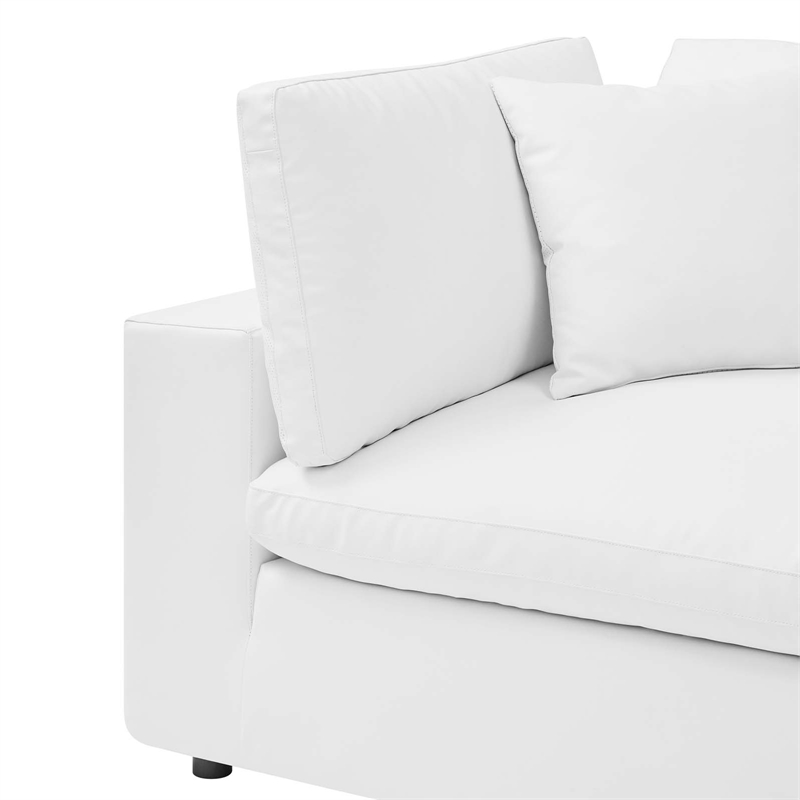 Maklaine Down Filled Overstuffed Faux Leather Corner Chair in White