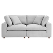 Maklaine 2-Piece Fabric Down Filled Sectional Sofa in Light Gray