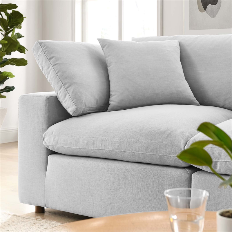 Maklaine 2-Piece Fabric Down Filled Sectional Sofa in Light Gray