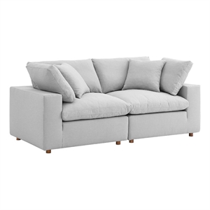 Maklaine 2-Piece Fabric Down Filled Sectional Sofa in Light Gray