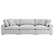 Maklaine 3-Piece Fabric Down Filled Sectional Sofa in Light Gray