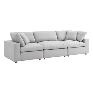 Maklaine 3-Piece Fabric Down Filled Sectional Sofa in Light Gray