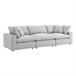 Maklaine 3-Piece Fabric Down Filled Sectional Sofa in Light Gray