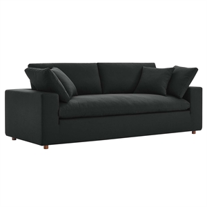 Maklaine Contemporary Upholstered Fabric & Wood Sofa in Black