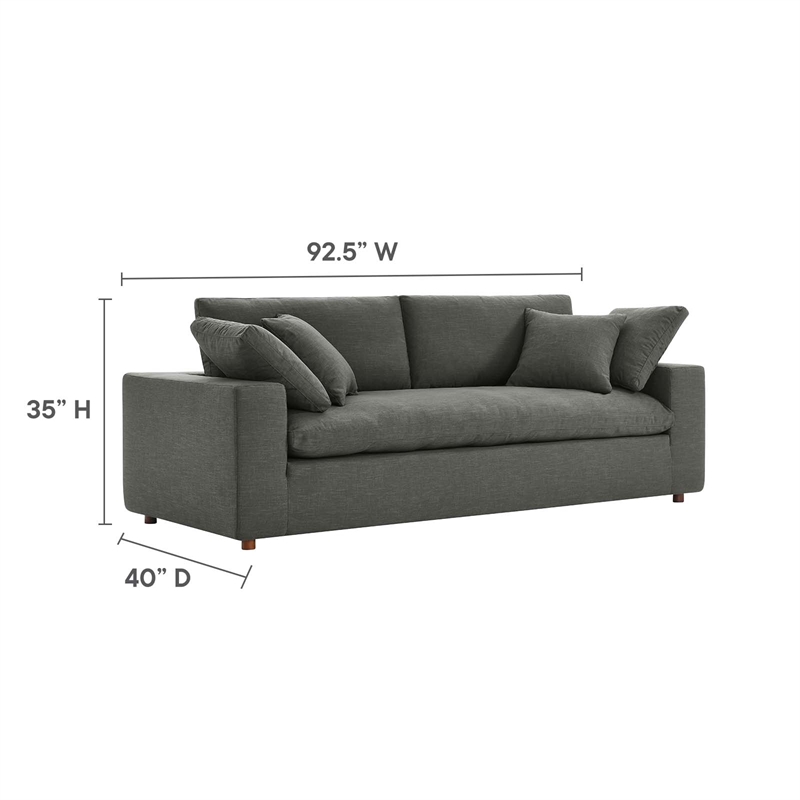 Maklaine Contemporary Upholstered Fabric and Wood Sofa in Gray