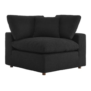 Maklaine Contemporary Upholstered Boucle Fabric Corner Chair in Black
