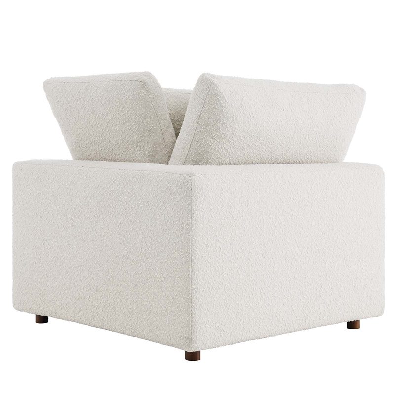 Maklaine Contemporary Upholstered Boucle Fabric Corner Chair in Ivory