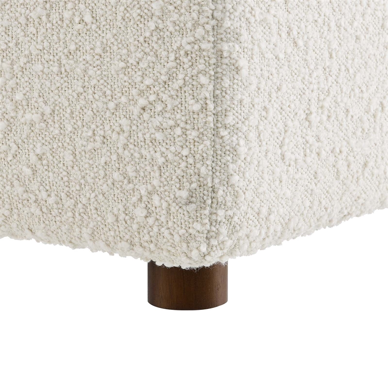 Maklaine Contemporary Upholstered Boucle Fabric Corner Chair in Ivory