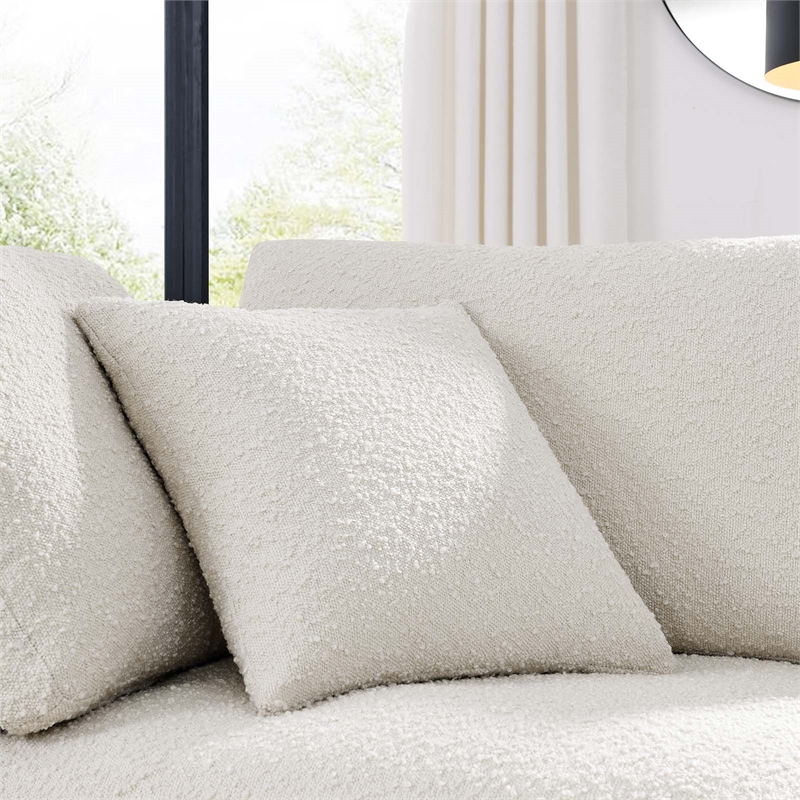 Maklaine Contemporary Upholstered Boucle Fabric Corner Chair in Ivory