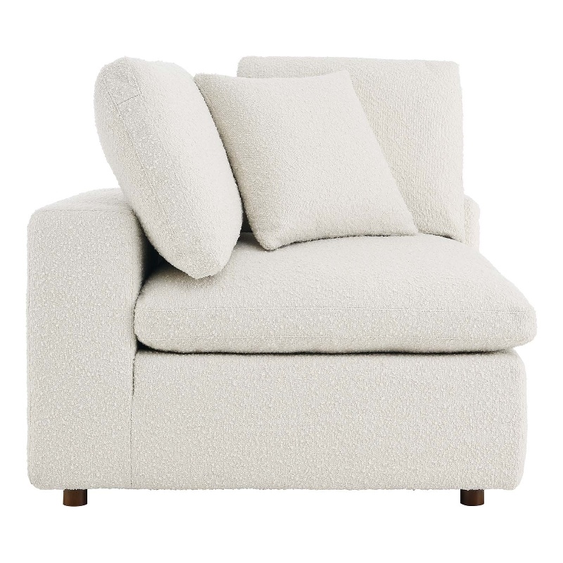 Maklaine Contemporary Upholstered Boucle Fabric Corner Chair in Ivory