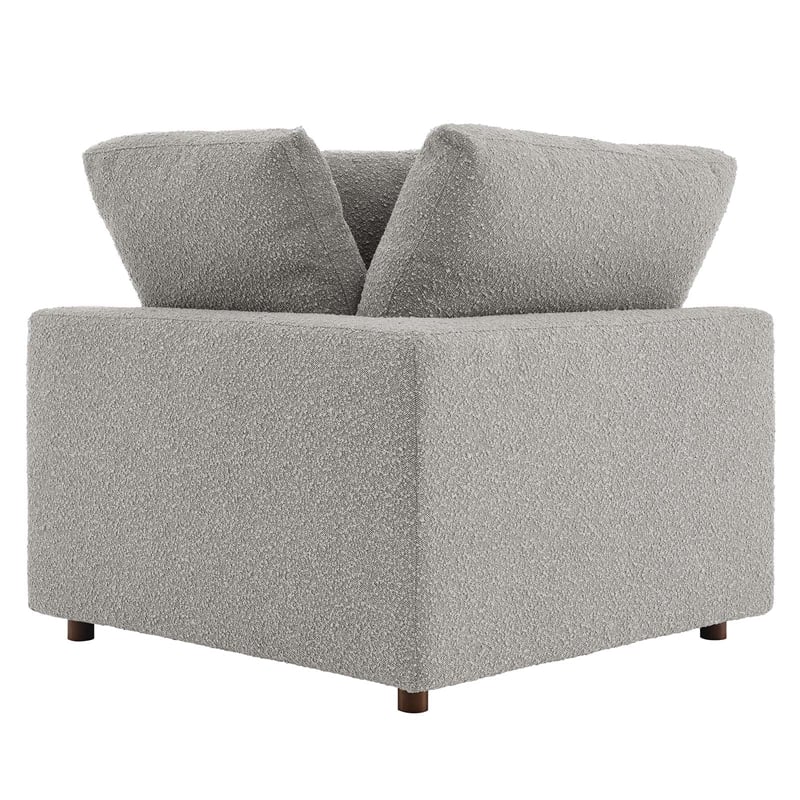 Maklaine Upholstered Boucle Fabric Corner Chair in Light Gray