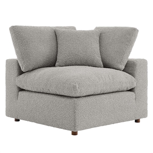 Maklaine Upholstered Boucle Fabric Corner Chair in Light Gray