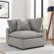 Maklaine Upholstered Boucle Fabric Corner Chair in Light Gray