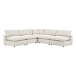 Maklaine 5-Piece Upholstered Modern Fabric Sectional Sofa in Ivory