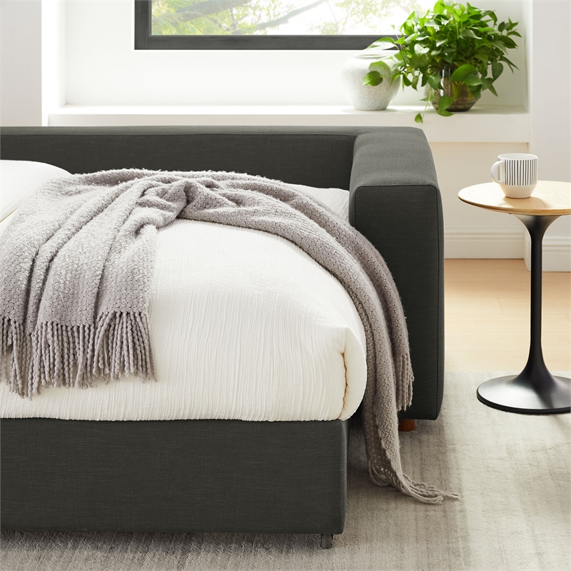 Maklaine Contemporary Dense Foam Padding Upholstered Sleeper Sofa in Gray