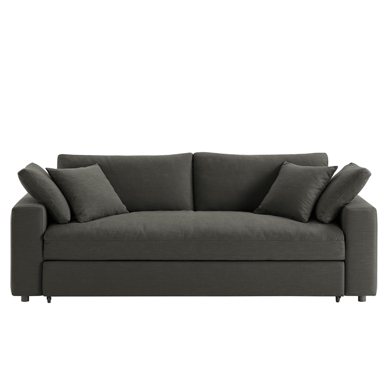 Maklaine Contemporary Dense Foam Padding Upholstered Sleeper Sofa in Gray