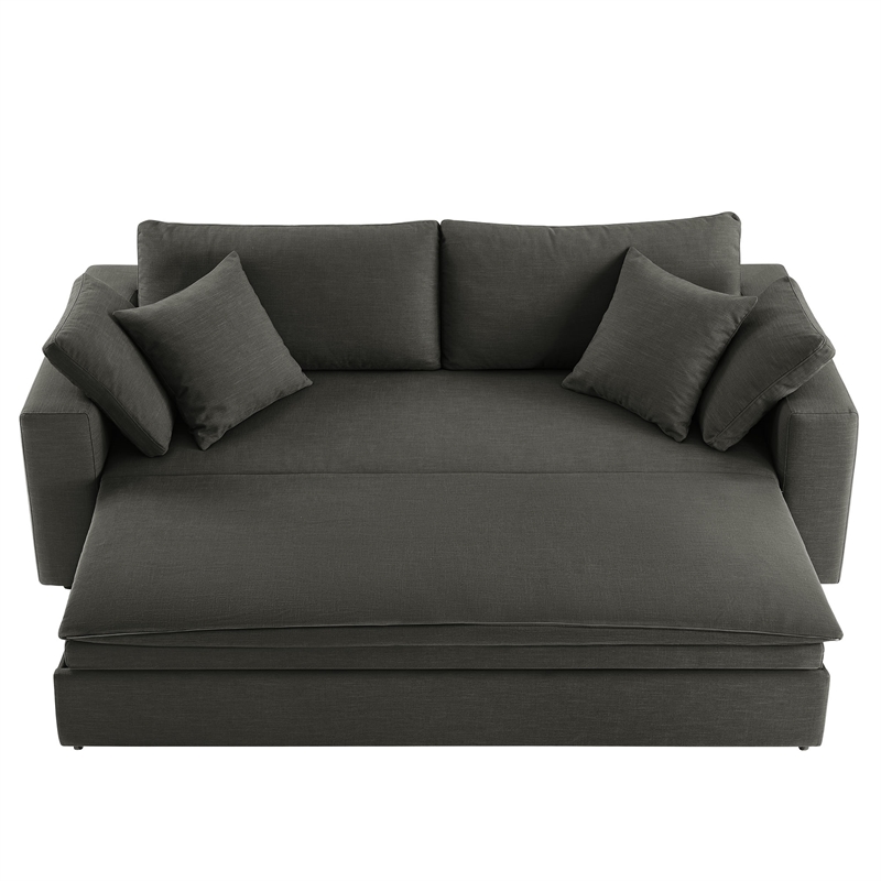 Maklaine Contemporary Dense Foam Padding Upholstered Sleeper Sofa in Gray