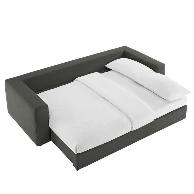 Maklaine Contemporary Dense Foam Padding Upholstered Sleeper Sofa in Gray
